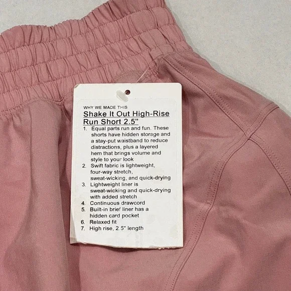 Lululemon Shake It Out High Rise Run Short 2.5 Pink Peach Size L LW71DENS - Picture 2 of 8
